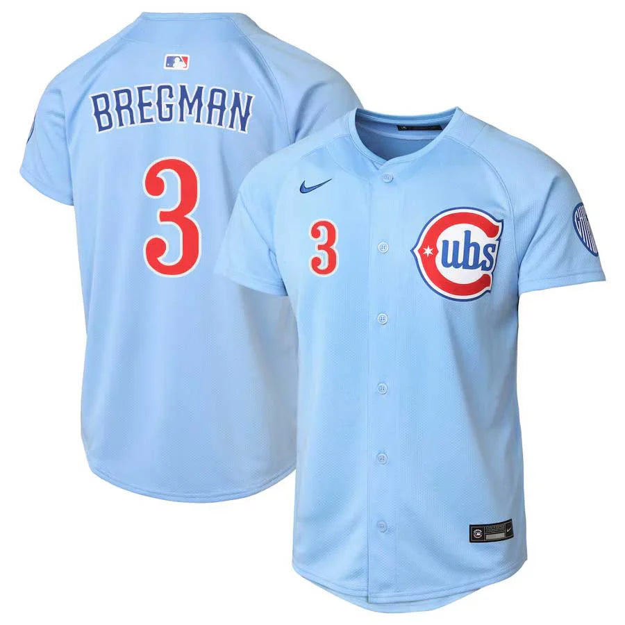 NIKE Youth Chicago Cubs Alex Bregman Light Blue 2nd Alternate Limited Replica Jersey Official Team Jersey Sports Fan Apparel Official MLB Team Apparel