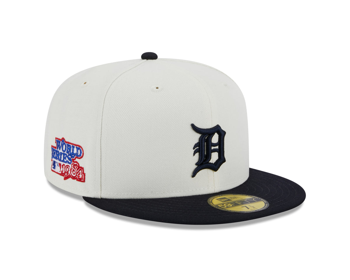 Detroit Tigers 1984 World Series Cream Navy New Era Retro 59FIFTY Fitted Hat Official Team Hat Sports Fan Cap Official MLB Team Hat Baseball Fan Cap