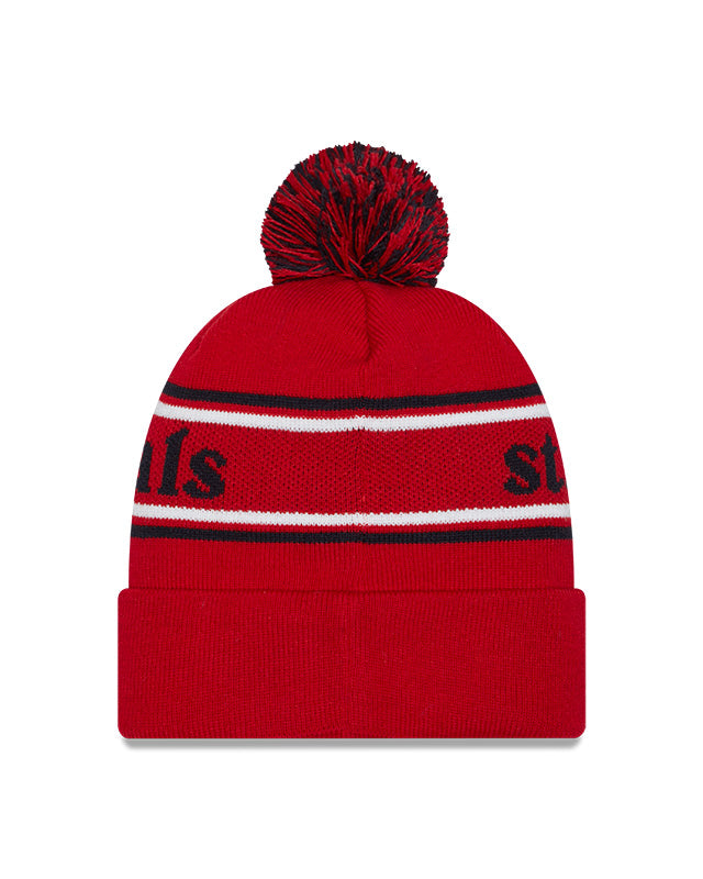 St Louis Cardinals New Era Marquee Cuffed Knit Hat with Pom Official Team Hat Sports Fan Cap Official MLB Team Hat Baseball Fan Cap