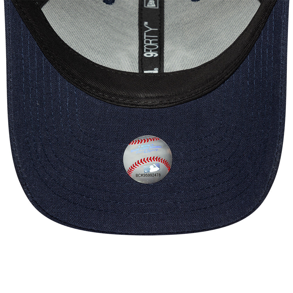 New York Yankees MLB Linnen 9FORTY M Crown Snapback New Era Navy Official Team Hat Sports Fan Cap Official MLB Team Hat Baseball Fan Cap