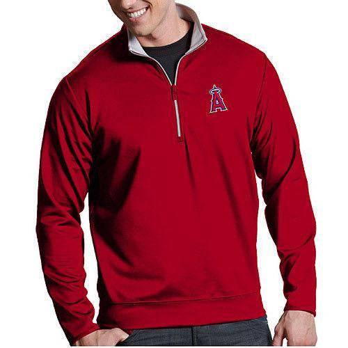 Antigua Men s MLB Los Angeles Angels Leader Red Quarter-Zip Pullover Official Sports Fan Gear Official MLB Team Apparel Baseball Fan Gear