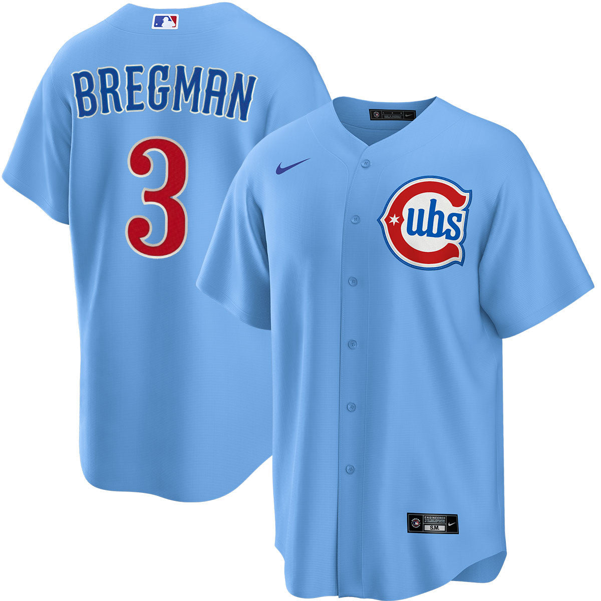 NIKE Men s Chicago Cubs Alex Bregman 3 Light Blue 2nd Alternate Replica Jersey Official Team Jersey Sports Fan Apparel Official MLB Team Apparel Baseb