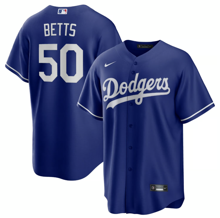 Mookie Betts Los Angeles Dodgers MLB Road Replica Jersey Nike Official Team Jersey Sports Fan Apparel Official MLB Team Apparel Baseball Fan Gear