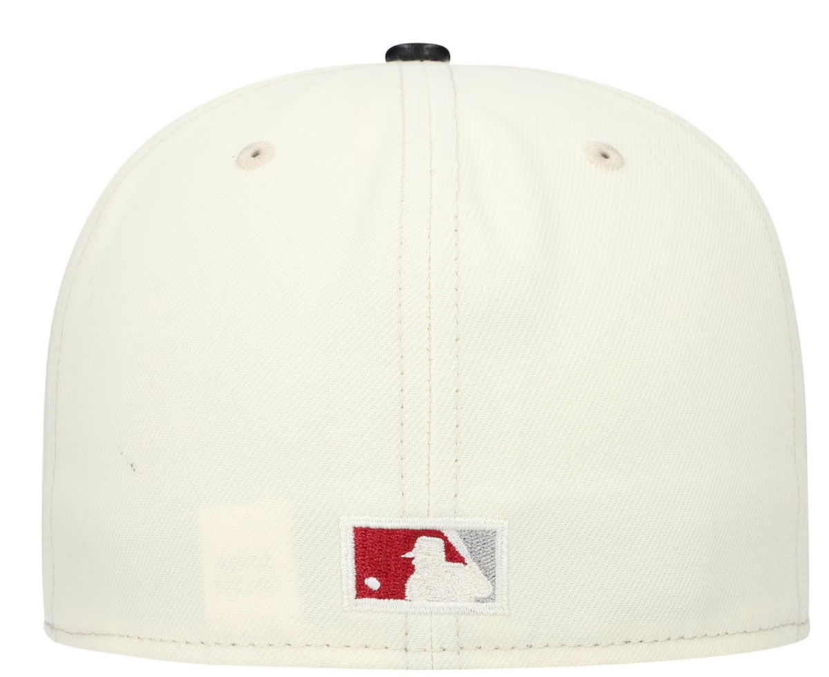 Philadelphia Phillies Cooperstown Collection Cream Black Leather Visor New Era 59FIFTY Fitted Hat Official Team Hat Sports Fan Cap Official MLB Team H