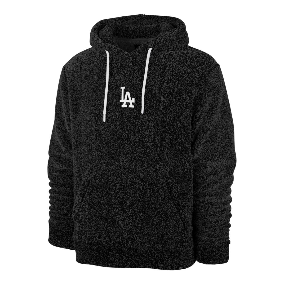 Los Angeles Dodgers MLB Jet Black Core Long Loop Fuzzy Hood Official Sports Fan Gear Popular MLB Style Fan Collection