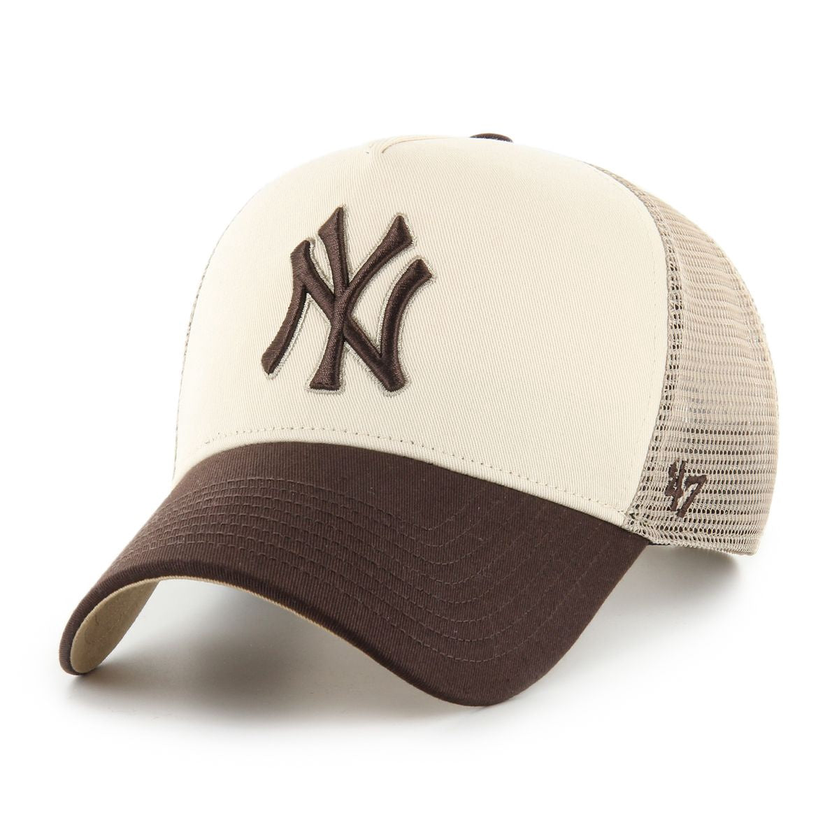 New York Yankees MLB Ballpark Mesh TT 47 Offside DT Beige Brown Official Sports Fan Gear Popular MLB Style Fan Collection