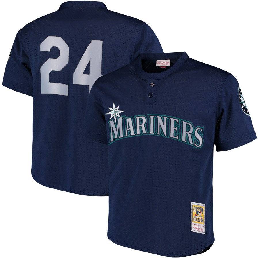 Men s Seattle Mariners Ken Griffey Jr 1995 Mitchell And Ness Navy Cooperstown Collection Mesh Batting Practice Jersey Official Team Jersey Sports Fan