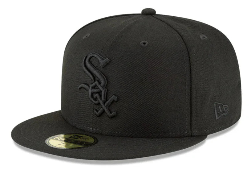 Men s Chicago White Sox New Era Tonal Black On Black 59FIFTY Fitted Hat Official Team Hat Sports Fan Cap Official MLB Team Hat Baseball Fan Cap