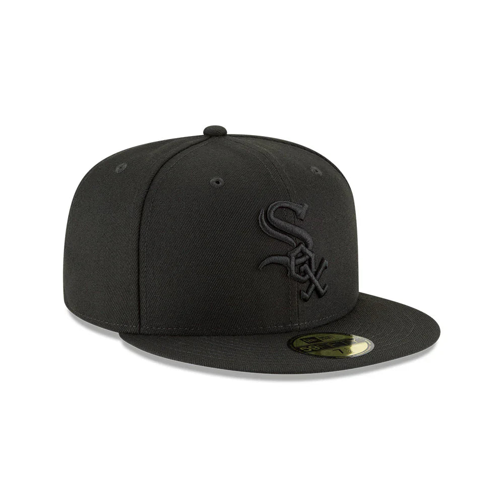 Men s Chicago White Sox New Era Tonal Black On Black 59FIFTY Fitted Hat Official Team Hat Sports Fan Cap Official MLB Team Hat Baseball Fan Cap