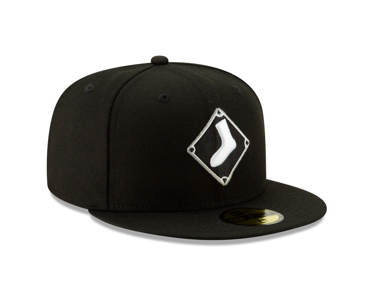 Chicago White Sox New Era Diamond Alternate Logo 59FIFTY Fitted Hat - Black Official Team Hat Sports Fan Cap Official MLB Team Hat Baseball Fan Cap
