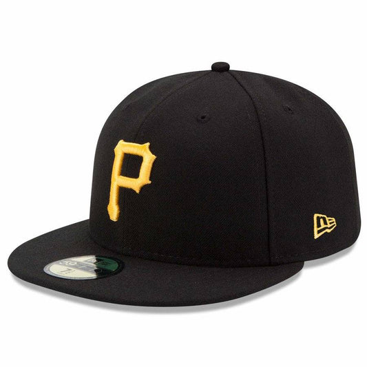 Men s Pittsburgh Pirates New Era Black Game Authentic Collection On-Field 59FIFTY Fitted Hat Official Team Hat Sports Fan Cap Official MLB Team Hat Ba