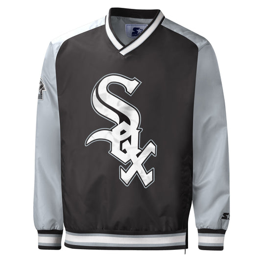 Men s Chicago White Sox Gameday Trainer III Black V-Neck Pullover Jacket Official Sports Fan Gear Official MLB Team Apparel Baseball Fan Gear