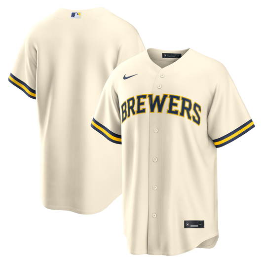 Men s Milwaukee Brewers Nike Cream Home Replica Team Jersey Official Team Jersey Sports Fan Apparel Official MLB Team Apparel Baseball Fan Gear
