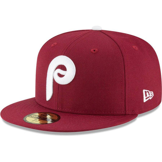 Men s Philadelphia Phillies New Era Maroon Cooperstown Collection Wool 59FIFTY Fitted Hat Official Team Hat Sports Fan Cap Official MLB Team Hat Baseb