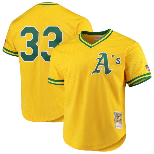 Mitchell And Ness Oakland Athletics Jose Canseco 1990 Cooperstown Collection Authentic Practice Jersey - Yellow Official Team Jersey Sports Fan Appare