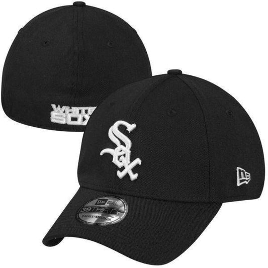 Men s Chicago White Sox New Era Black MLB Team Classic 39THIRTY Flex Hat Official Team Hat Sports Fan Cap Official MLB Team Hat Baseball Fan Cap