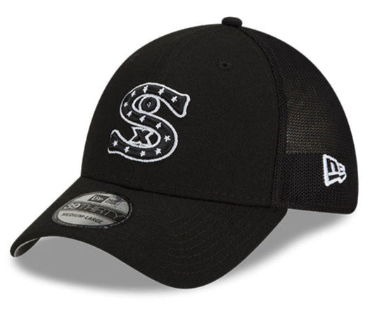 Men s Chicago White Sox New Era Black Batting Practice 39THIRTY Flex-Fit Hat Official Team Hat Sports Fan Cap Official MLB Team Hat Baseball Fan Cap