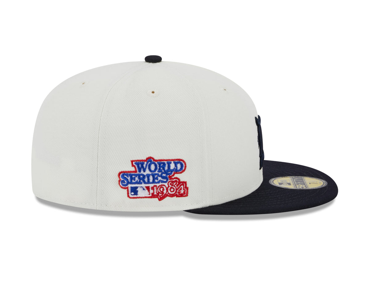 Detroit Tigers 1984 World Series Cream Navy New Era Retro 59FIFTY Fitted Hat Official Team Hat Sports Fan Cap Official MLB Team Hat Baseball Fan Cap