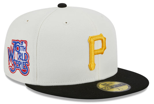 Pittsburgh Pirates 76th World Series Cream Black New Era Retro 59FIFTY Fitted Hat Official Team Hat Sports Fan Cap Official MLB Team Hat Baseball Fan