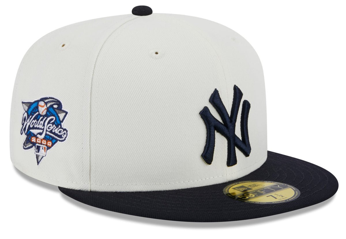 New York Yankees 2000 World Series Cream Navy New Era Retro 59FIFTY Fitted Hat Official Team Hat Sports Fan Cap Official MLB Team Hat Baseball Fan Cap