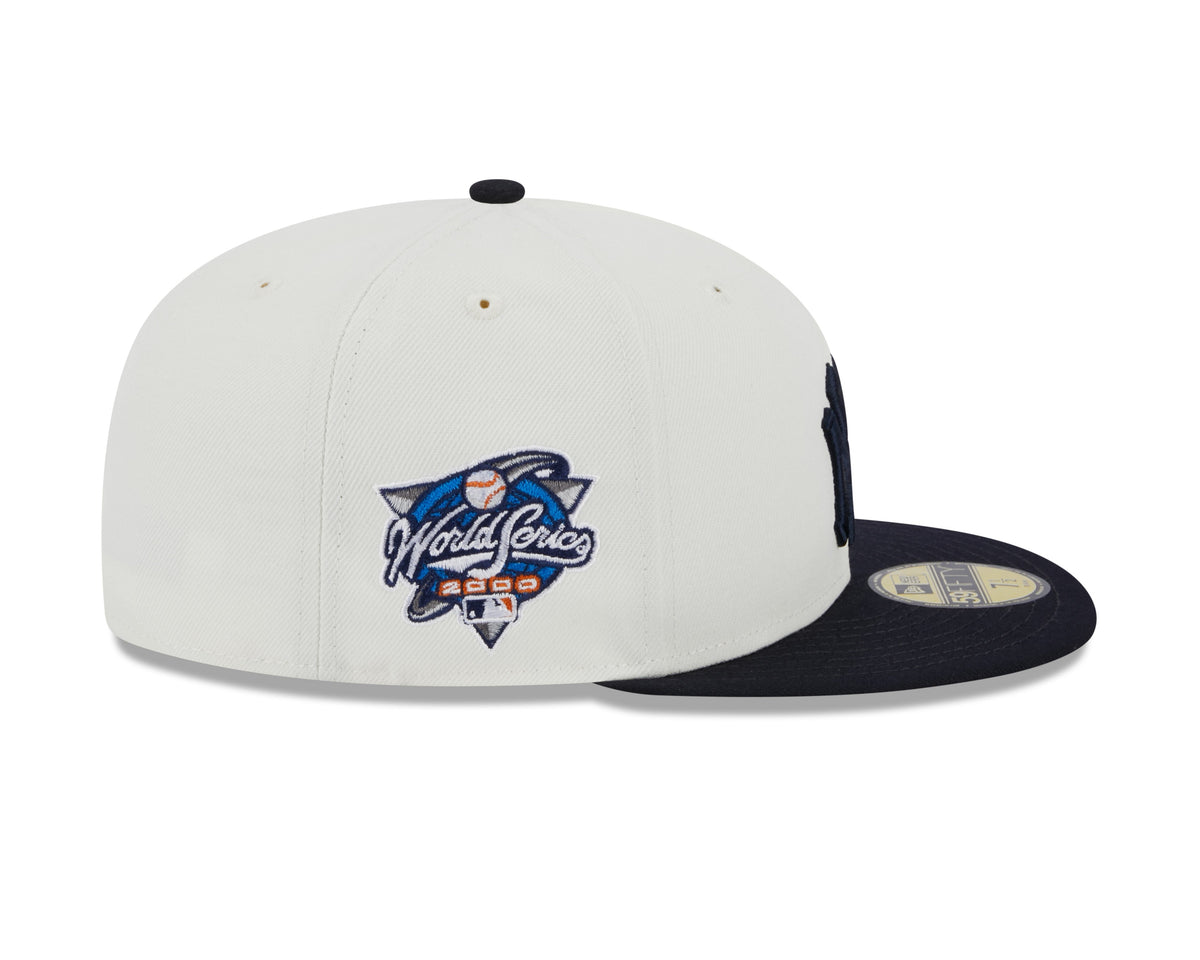 New York Yankees 2000 World Series Cream Navy New Era Retro 59FIFTY Fitted Hat Official Team Hat Sports Fan Cap Official MLB Team Hat Baseball Fan Cap