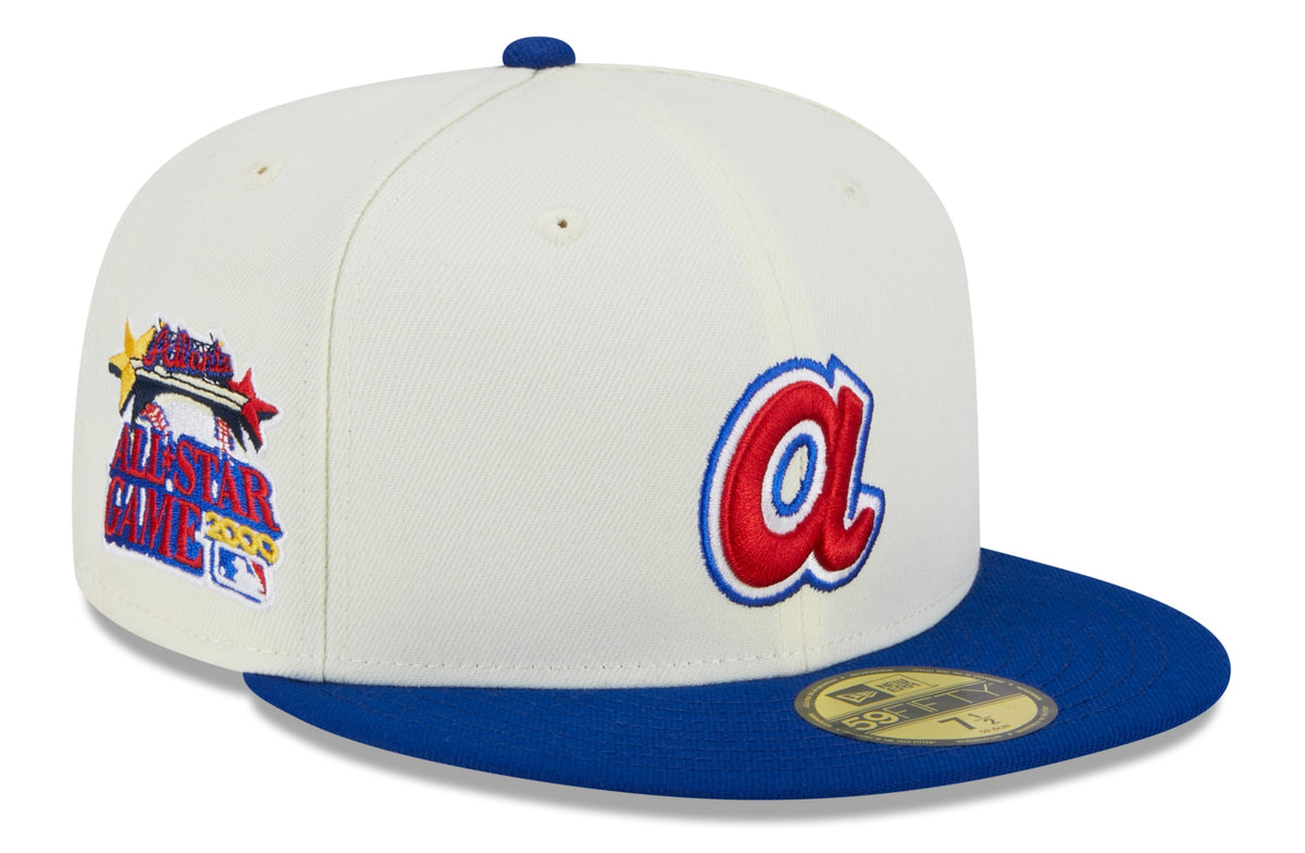 Atlanta Braves 2000 All Star Game Cream Royal New Era Retro 59FIFTY Fitted Hat Official Team Hat Sports Fan Cap Official MLB Team Hat Baseball Fan Cap