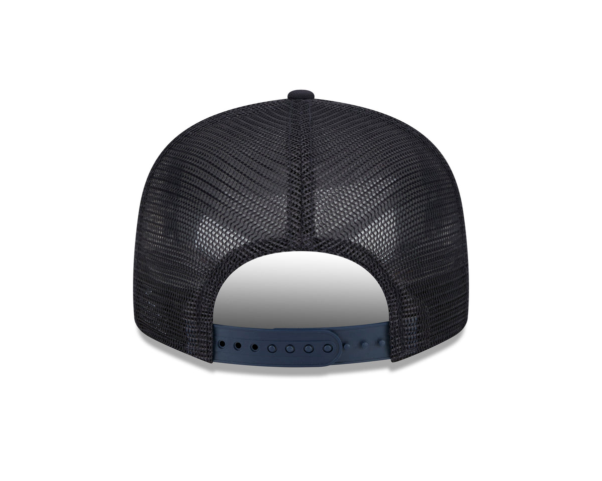 New York Yankees New Era Navy Stacked 9FIFTY Mesh Trucker Snapback Hat Official Team Hat Sports Fan Cap Official MLB Team Hat Baseball Fan Cap