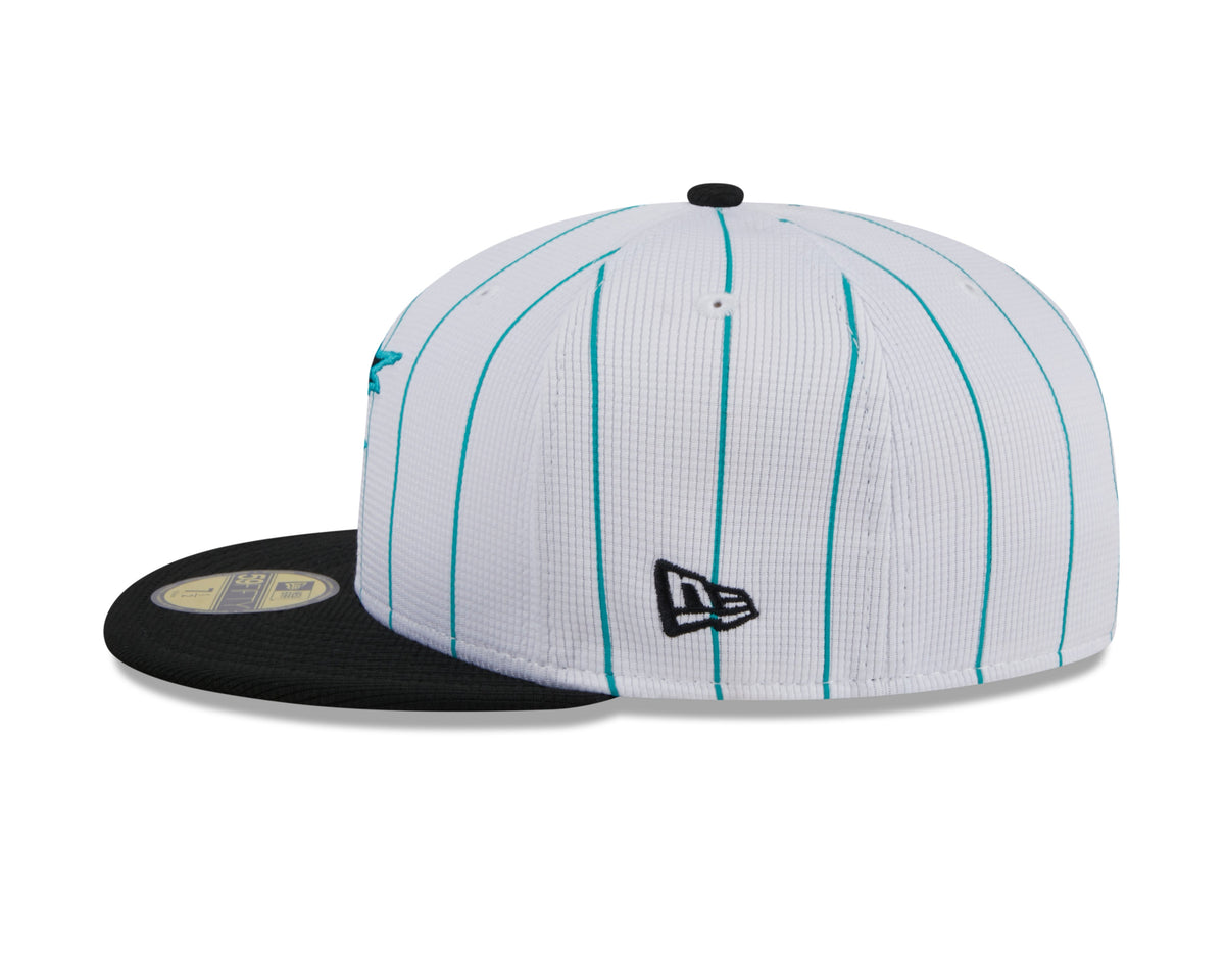 Men s Miami Marlins White 2024 Batting Practice 59FIFTY Fitted Hat Official Team Hat Sports Fan Cap Official MLB Team Hat Baseball Fan Cap