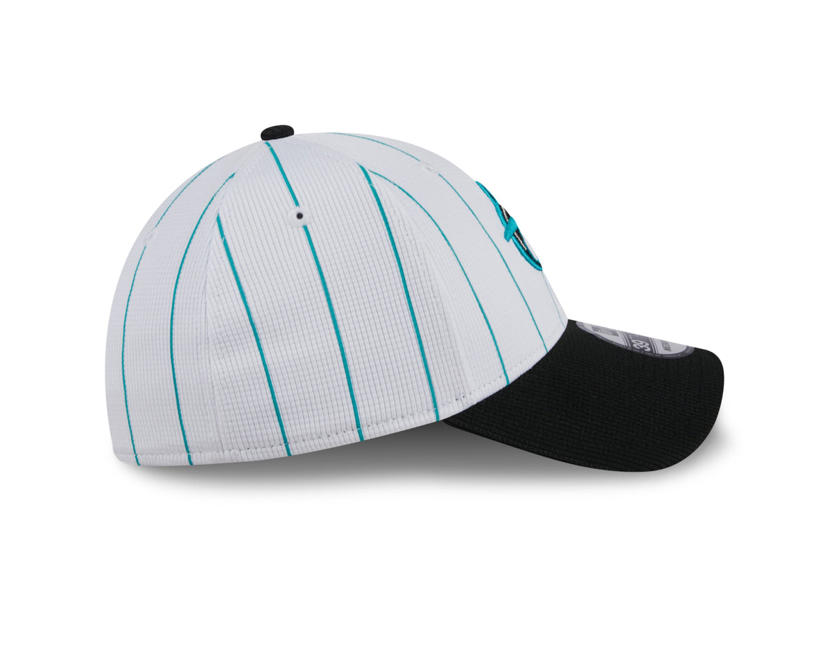 Men s Miami Marlins New Era 2024 Batting Practice White Black 39THIRTY Flex-Fit Hat Official Team Hat Sports Fan Cap Official MLB Team Hat Baseball Fa