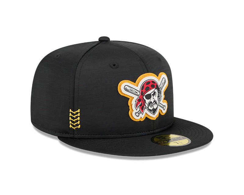 Men s Pittsburgh Pirates New Era Black 2024 Alternate Clubhouse 1914 59FIFTY Fitted Hat Official Team Hat Sports Fan Cap Official MLB Team Hat Basebal
