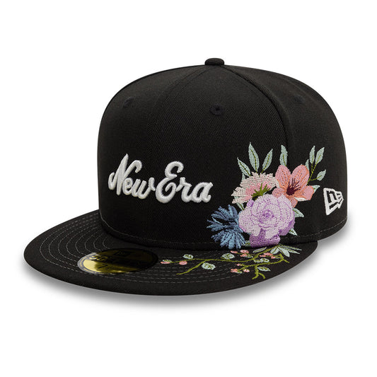 Branded New Era MLB Floral 59Fifty New Era Black White Official Team Hat Sports Fan Cap Official MLB Team Hat Baseball Fan Cap