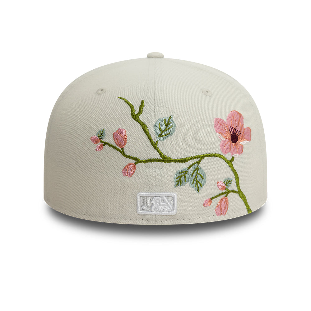 New York Yankees MLB Floral 59Fifty New Era Cream White Official Team Hat Sports Fan Cap Official MLB Team Hat Baseball Fan Cap