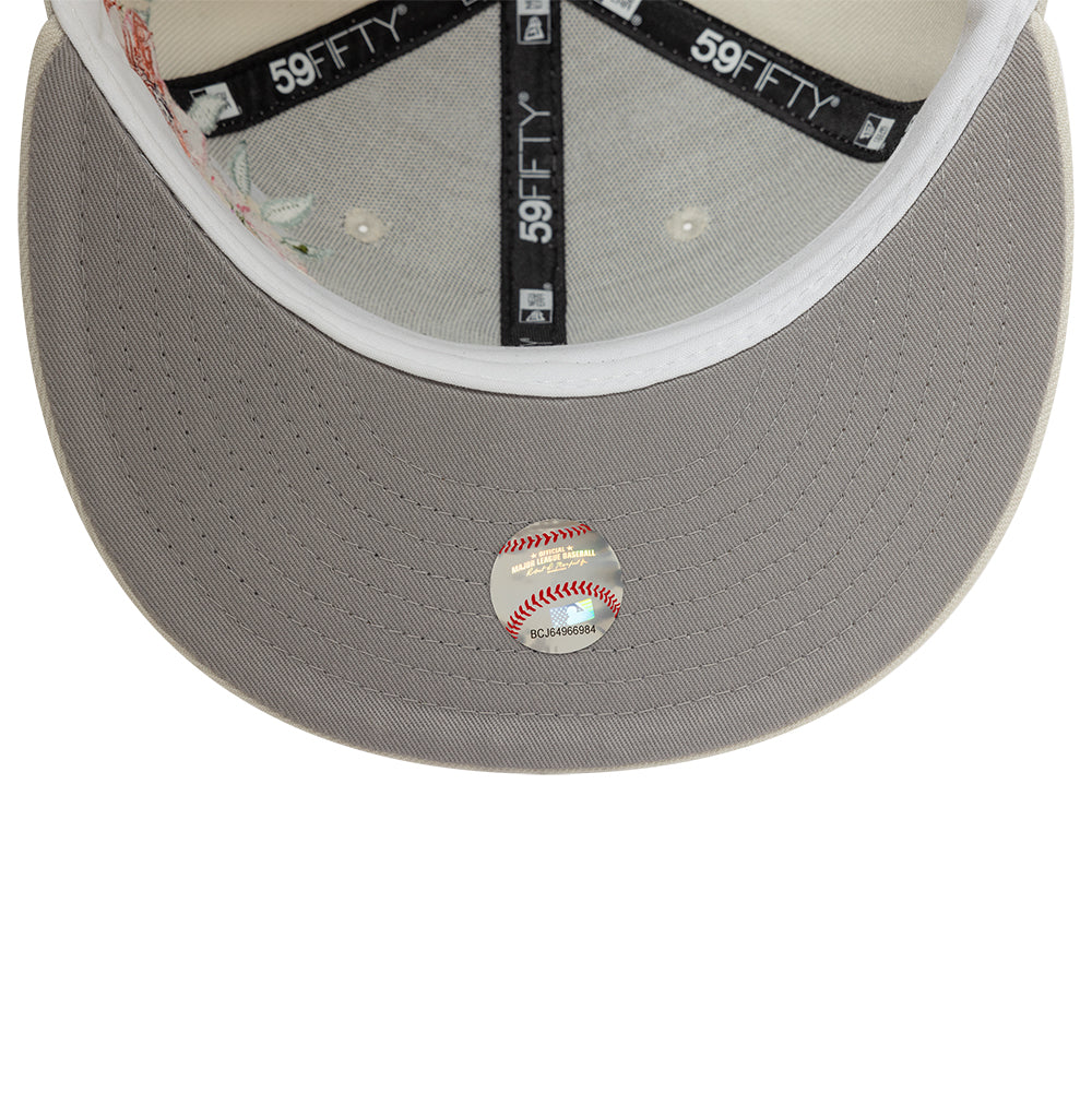 New York Yankees MLB Floral 59Fifty New Era Cream White Official Team Hat Sports Fan Cap Official MLB Team Hat Baseball Fan Cap