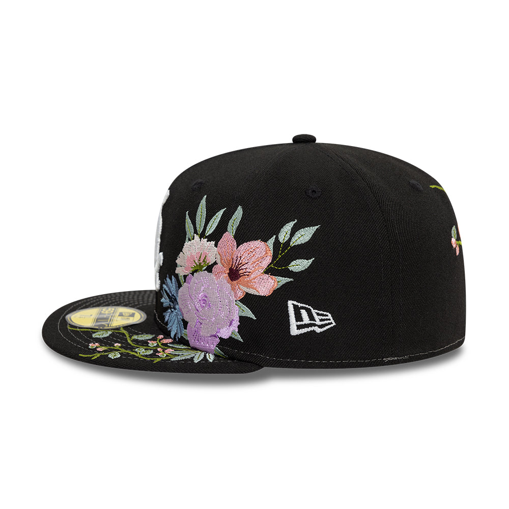 Chicago White Sox MLB Floral 59Fifty New Era Black White Official Team Hat Sports Fan Cap Official MLB Team Hat Baseball Fan Cap