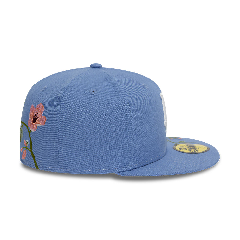 Los Angeles Dodger MLB Floral 59Fifty New Era Light Blue White Official Team Hat Sports Fan Cap Official MLB Team Hat Baseball Fan Cap