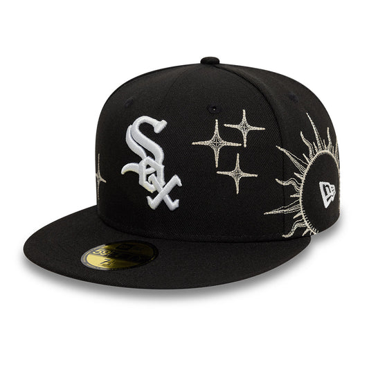 Chicago White Sox MLB Zodiac 59FIFTY Fitted New Era Black Official Team Hat Sports Fan Cap Official MLB Team Hat Baseball Fan Cap