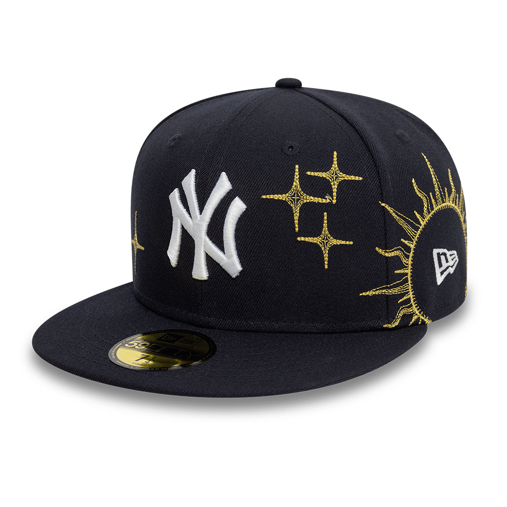 New York Yankees MLB Zodiac 59FIFTY Fitted New Era Navy Official Team Hat Sports Fan Cap Official MLB Team Hat Baseball Fan Cap