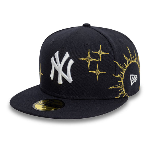 New York Yankees MLB Zodiac 59FIFTY Fitted New Era Navy Official Team Hat Sports Fan Cap Official MLB Team Hat Baseball Fan Cap