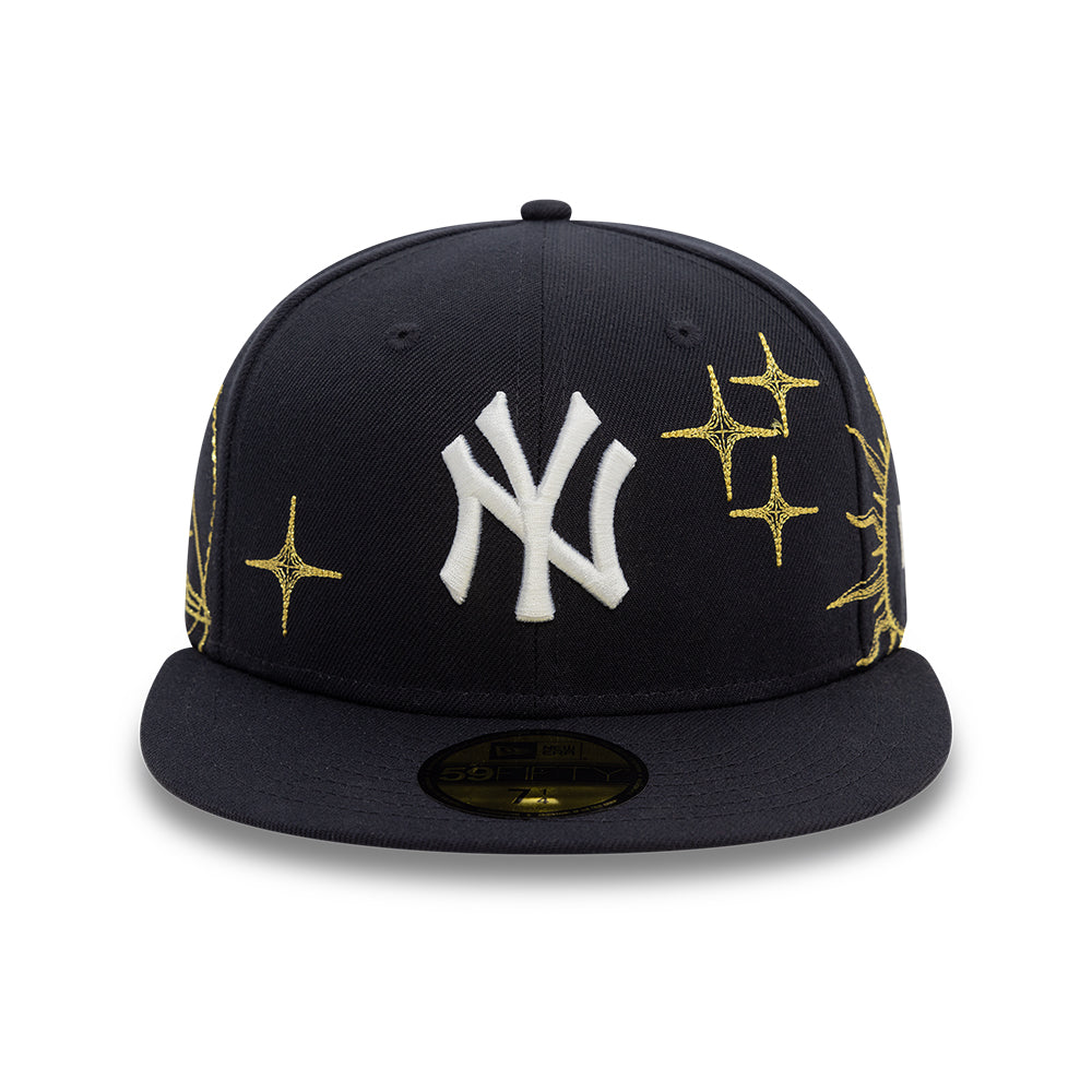 New York Yankees MLB Zodiac 59FIFTY Fitted New Era Navy Official Team Hat Sports Fan Cap Official MLB Team Hat Baseball Fan Cap