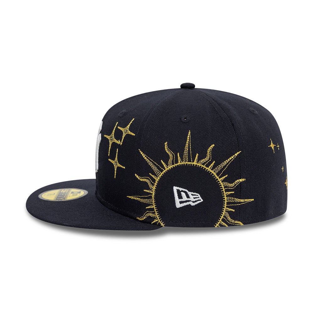 New York Yankees MLB Zodiac 59FIFTY Fitted New Era Navy Official Team Hat Sports Fan Cap Official MLB Team Hat Baseball Fan Cap