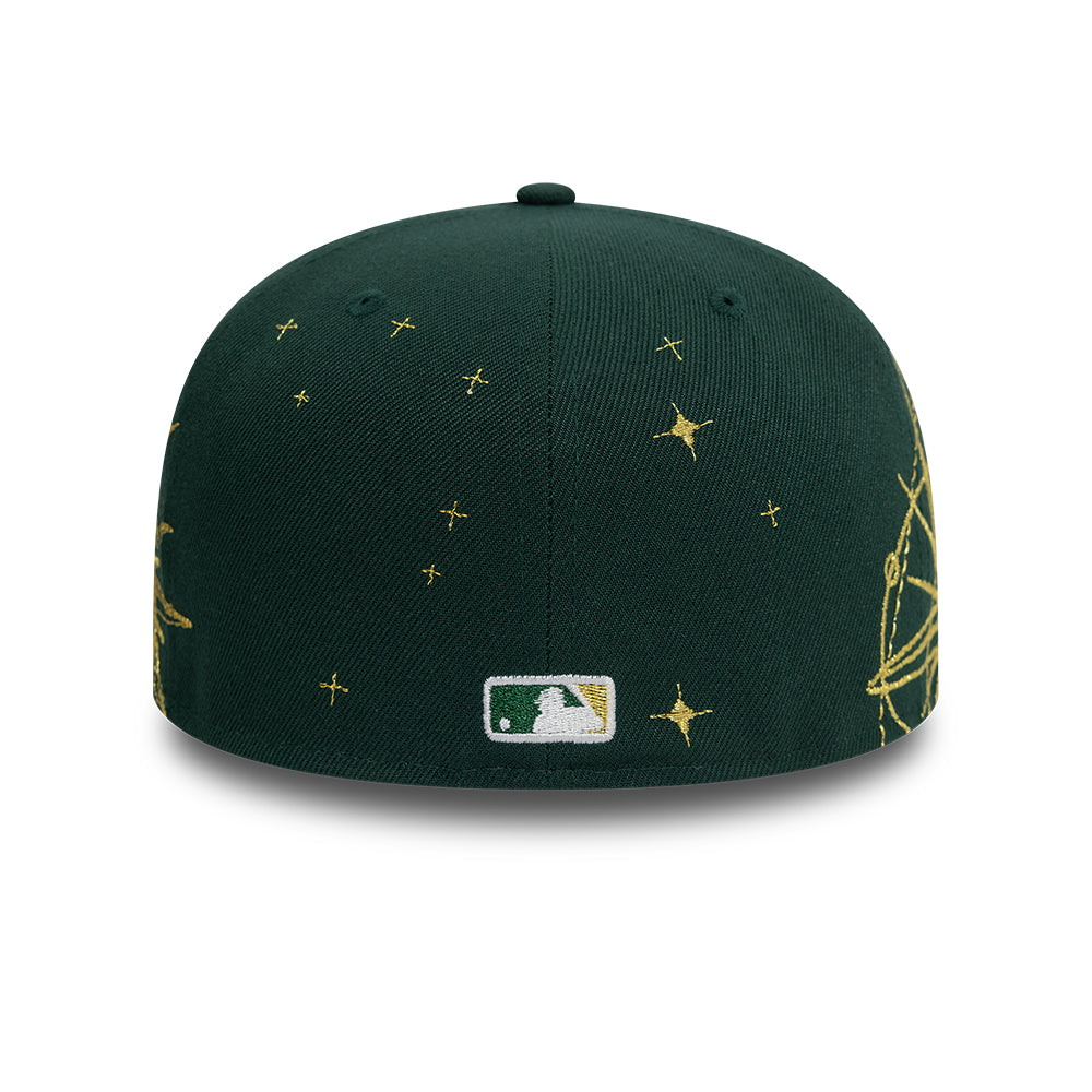 Oakland Athletics MLB Zodiac 59FIFTY Fitted New Era Green Official Team Hat Sports Fan Cap Official MLB Team Hat Baseball Fan Cap