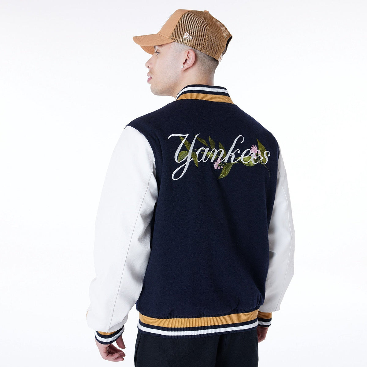 New Era - MLB Floral Varsity Jacket - New York Yankees Official Sports Fan Gear Official MLB Team Apparel Baseball Fan Gear