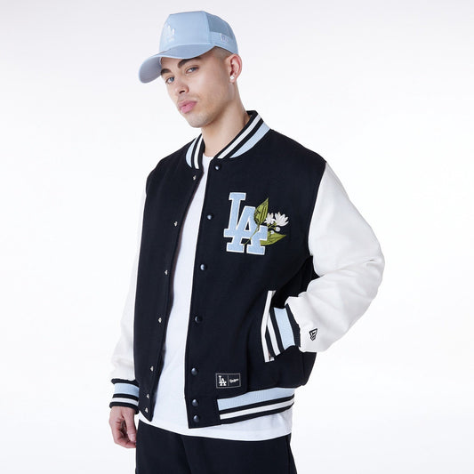 New Era - MLB Floral Varsity Jacket - Los Angeles Dodgers Official Sports Fan Gear Official MLB Team Apparel Baseball Fan Gear