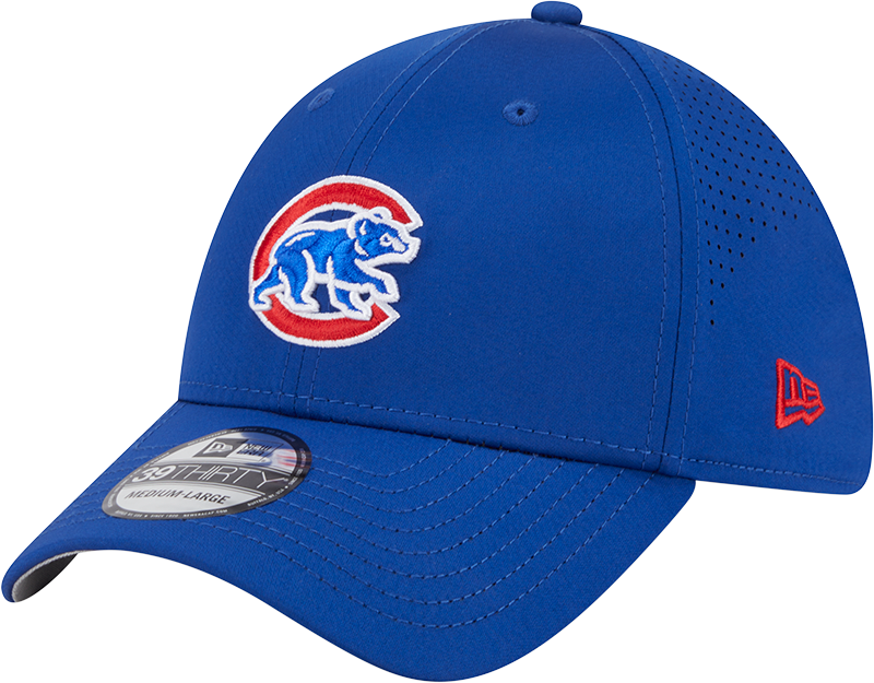 MLB Chicago Cubs New Era Mid Perf 39THIRTY Flex Fit Hat - Blue Official Team Hat Sports Fan Cap Official MLB Team Hat Baseball Fan Cap
