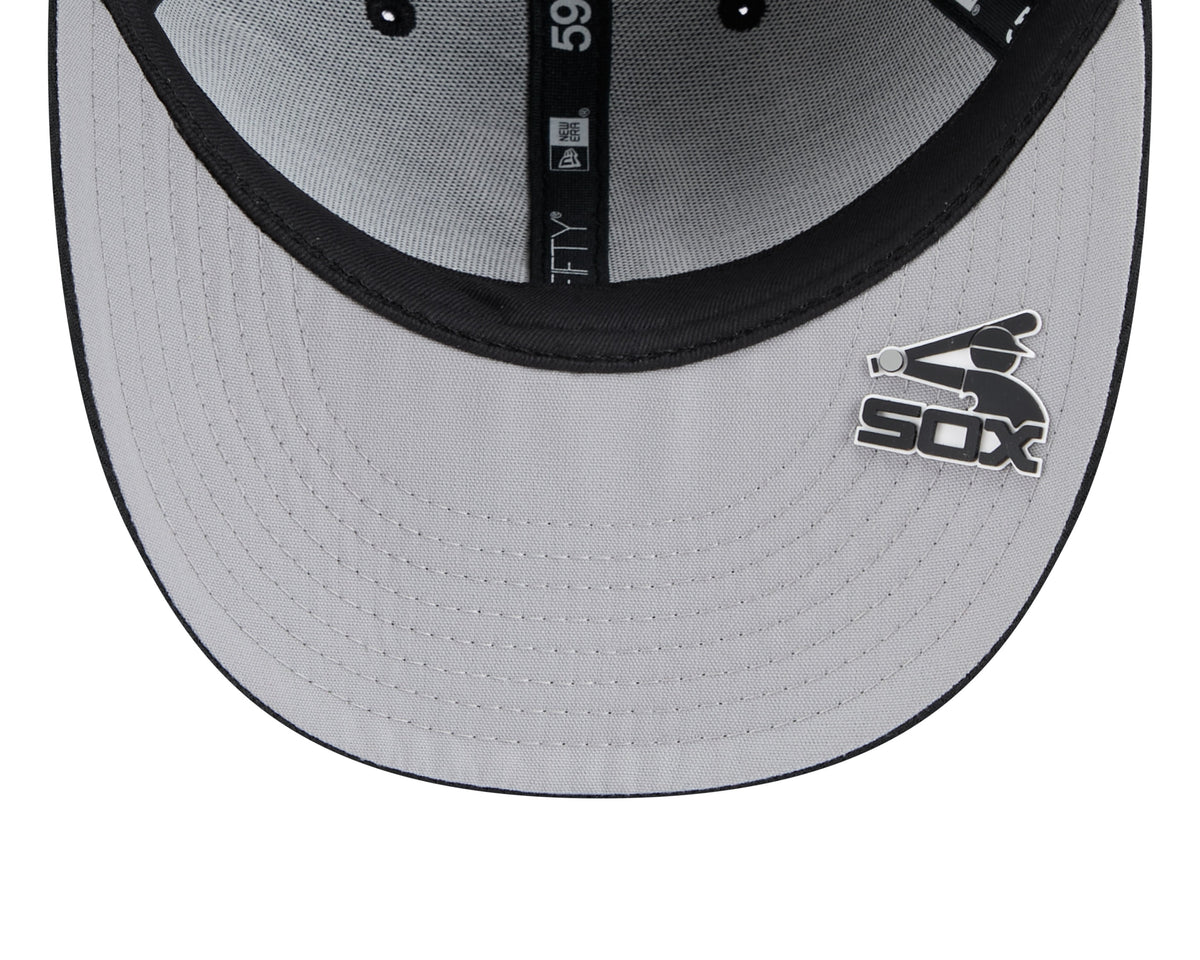 Chicago White Sox New Era Black 2025 Clubhouse Alternate 59FIFTY Low Profile Fitted Hat Official Team Hat Sports Fan Cap Official MLB Team Hat Basebal