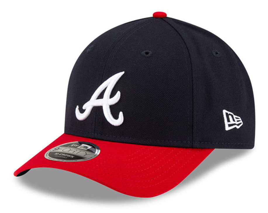 Atlanta Braves Navy Red New Era Player Replica M-Crown 9FORTY Adjustable Hat Official Team Hat Sports Fan Cap Official MLB Team Hat Baseball Fan Cap