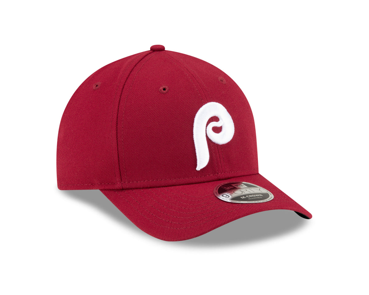 Philadelphia Phillies Crimson Alternate New Era Player Replica M-Crown 9FORTY Adjustable Hat Official Team Hat Sports Fan Cap Official MLB Team Hat Ba