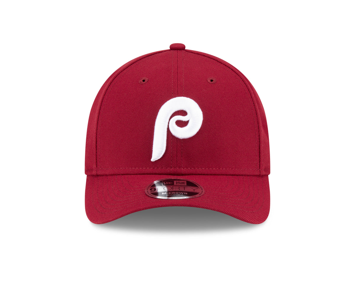 Philadelphia Phillies Crimson Alternate New Era Player Replica M-Crown 9FORTY Adjustable Hat Official Team Hat Sports Fan Cap Official MLB Team Hat Ba