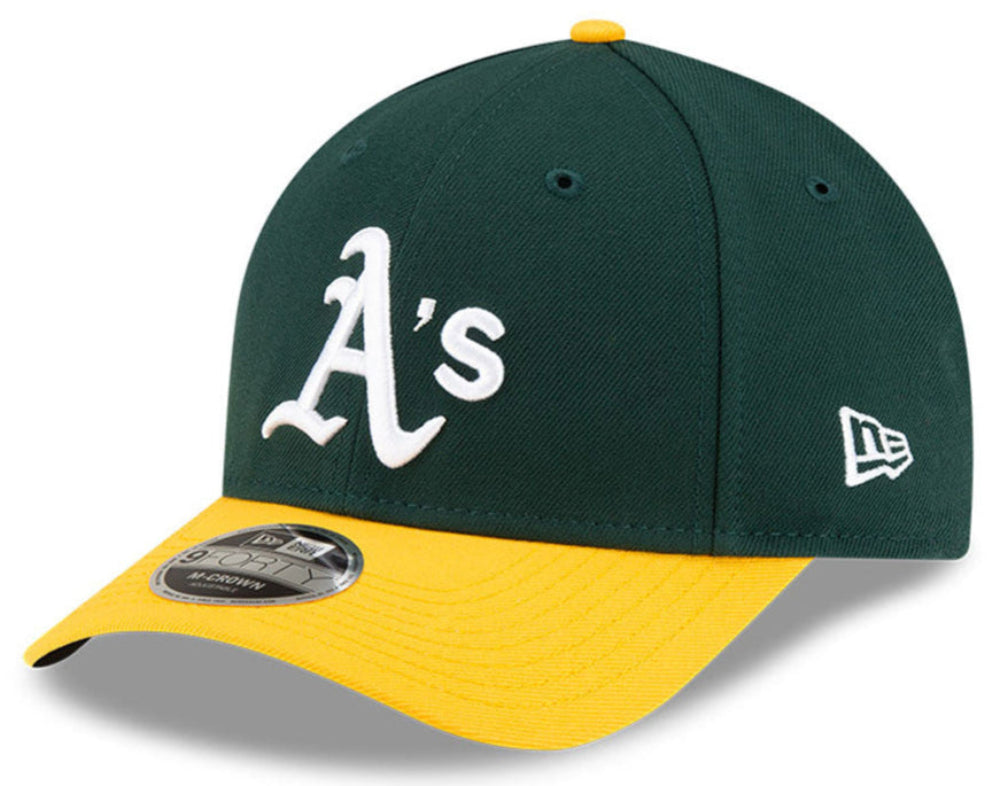 Athletics Green Yellow New Era Player Replica M-Crown 9FORTY Adjustable Hat Official Team Hat Sports Fan Cap Official MLB Team Hat Baseball Fan Cap