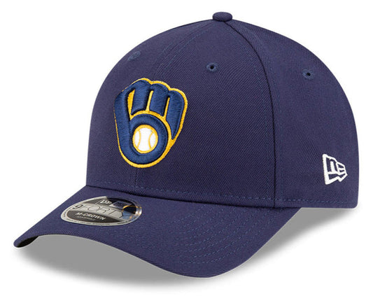 Milwaukee Brewers Navy Blue New Era Player Replica M-Crown 9FORTY Adjustable Hat Official Team Hat Sports Fan Cap Official MLB Team Hat Baseball Fan C